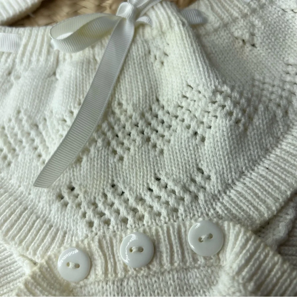 0-6 months Laura Ashley knit bottoms and hat set hat with bear ears - Picture 9 of 12